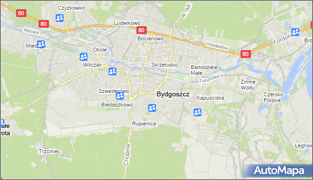 mapa Bydgoszczy, Bydgoszcz na mapie Targeo