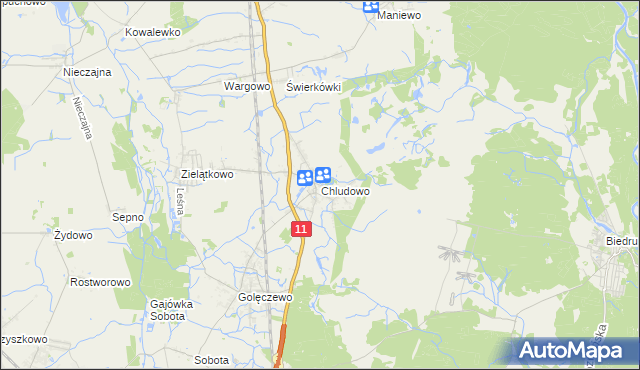 mapa Chludowo, Chludowo na mapie Targeo