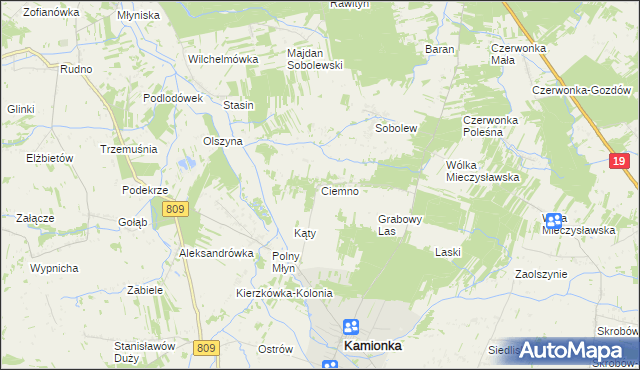 mapa Ciemno gmina Kamionka, Ciemno gmina Kamionka na mapie Targeo