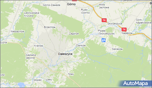 mapa Danków gmina Daleszyce, Danków gmina Daleszyce na mapie Targeo