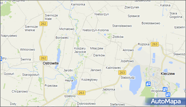 mapa Danków gmina Kleczew, Danków gmina Kleczew na mapie Targeo