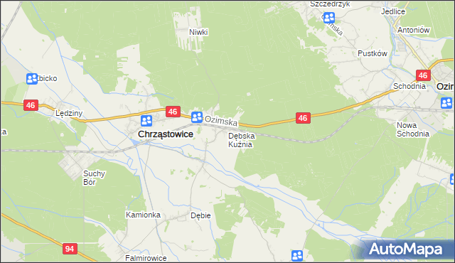 mapa Dębska Kuźnia, Dębska Kuźnia na mapie Targeo