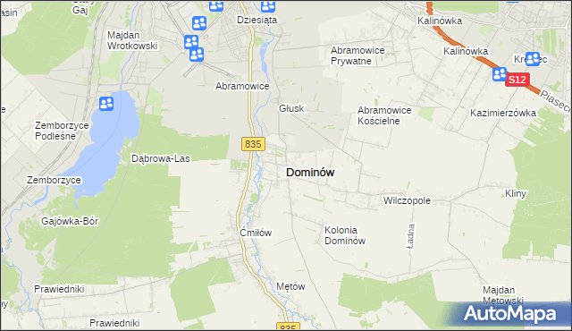 mapa Dominów gmina Głusk, Dominów gmina Głusk na mapie Targeo