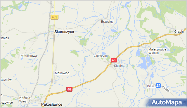 mapa Giełczyce, Giełczyce na mapie Targeo