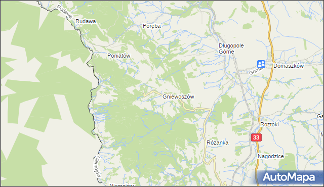 mapa Gniewoszów gmina Międzylesie, Gniewoszów gmina Międzylesie na mapie Targeo
