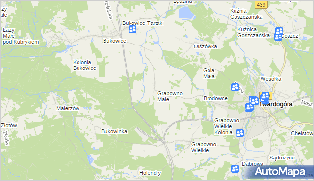 mapa Grabowno Małe, Grabowno Małe na mapie Targeo