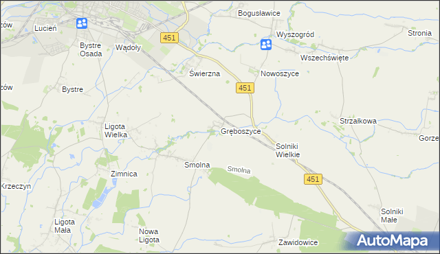 mapa Gręboszyce, Gręboszyce na mapie Targeo