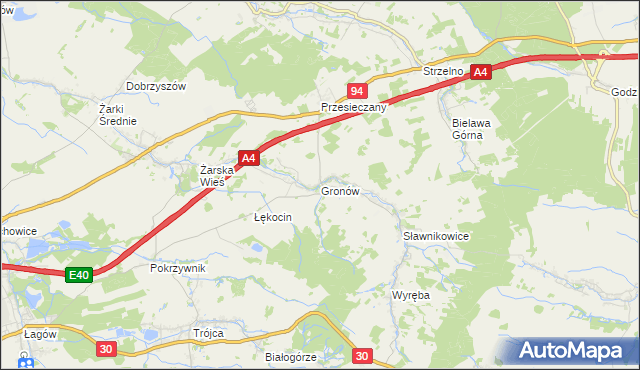 mapa Gronów gmina Zgorzelec, Gronów gmina Zgorzelec na mapie Targeo