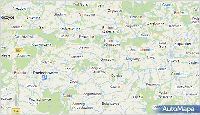 mapa Gruszów gmina Raciechowice, Gruszów gmina Raciechowice na mapie Targeo