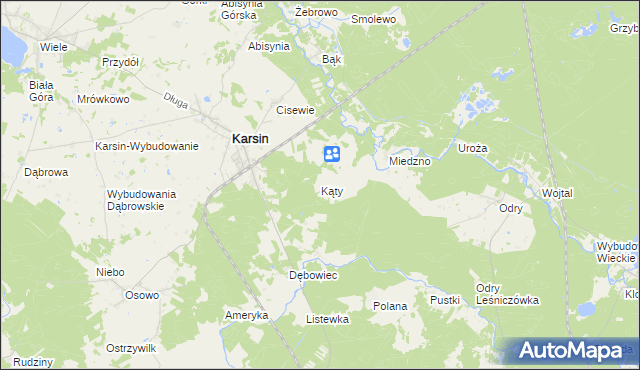 mapa Kąty gmina Karsin, Kąty gmina Karsin na mapie Targeo