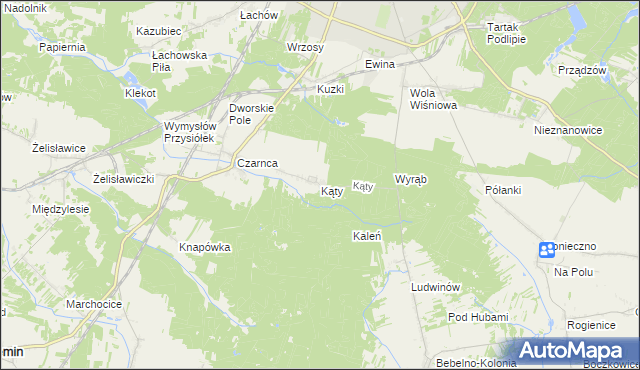 mapa Kąty gmina Włoszczowa, Kąty gmina Włoszczowa na mapie Targeo