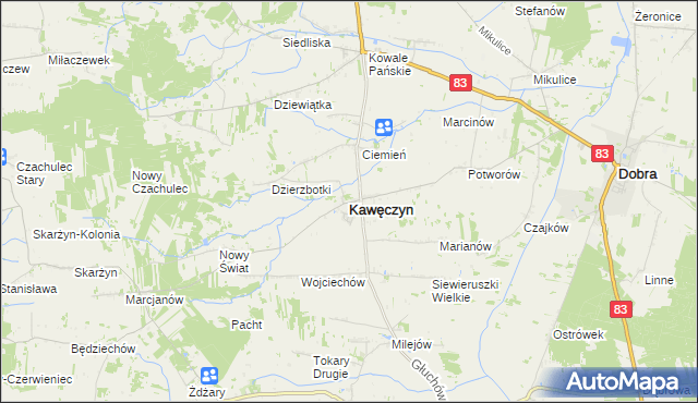 mapa Kawęczyn powiat turecki, Kawęczyn powiat turecki na mapie Targeo
