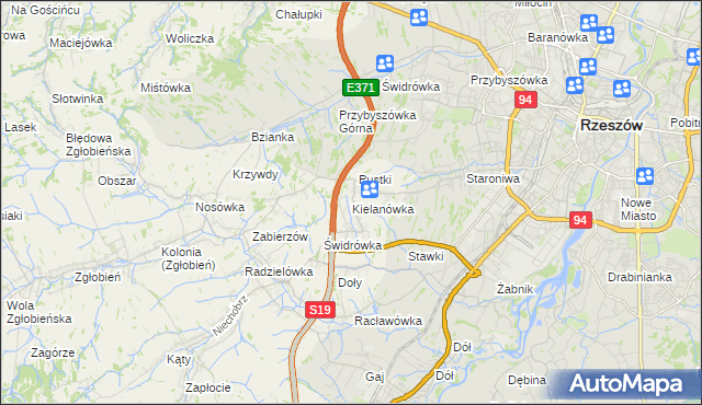mapa Kielanówka, Kielanówka na mapie Targeo
