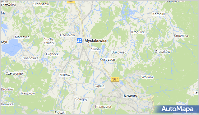 mapa Kostrzyca, Kostrzyca na mapie Targeo