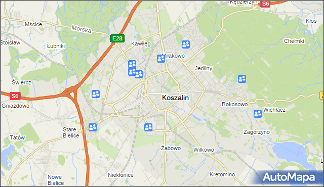 mapa Koszalina, Koszalin na mapie Targeo