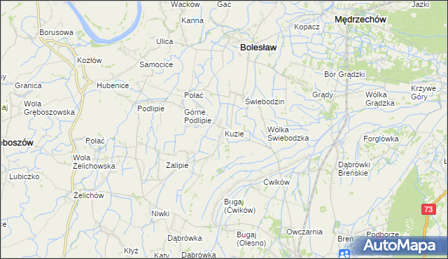 mapa Kuzie gmina Bolesław, Kuzie gmina Bolesław na mapie Targeo