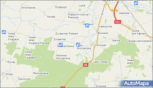 mapa Łęka Mroczeńska, Łęka Mroczeńska na mapie Targeo