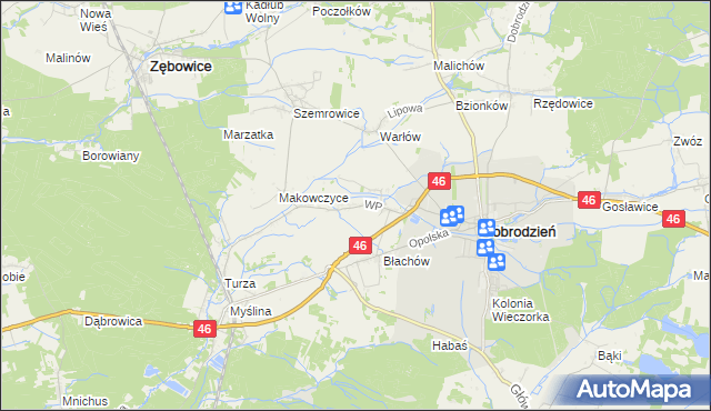 mapa Ligota Dobrodzieńska, Ligota Dobrodzieńska na mapie Targeo