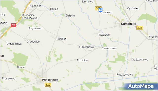 mapa Lubiechowo gmina Kamieniec, Lubiechowo gmina Kamieniec na mapie Targeo