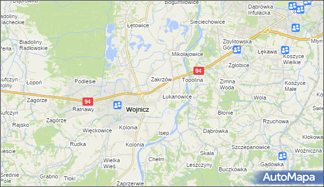 mapa Łukanowice, Łukanowice na mapie Targeo