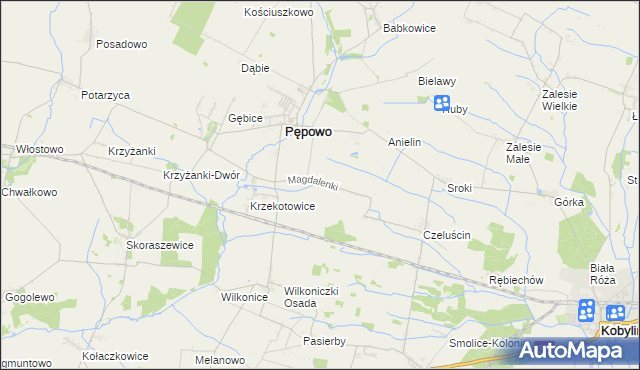 mapa Magdalenki gmina Pępowo, Magdalenki gmina Pępowo na mapie Targeo