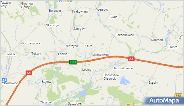 mapa Michałowice gmina Długołęka, Michałowice gmina Długołęka na mapie Targeo
