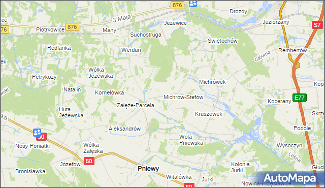 mapa Michrów-Stefów gmina Pniewy, Michrów-Stefów gmina Pniewy na mapie Targeo