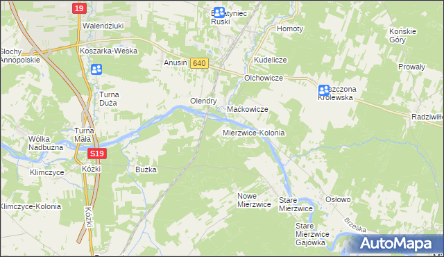 mapa Mierzwice-Kolonia, Mierzwice-Kolonia na mapie Targeo