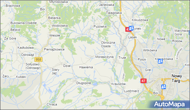 mapa Morawczyna, Morawczyna na mapie Targeo
