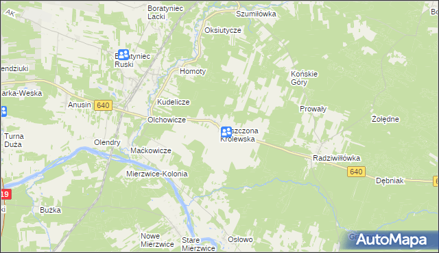 mapa Moszczona Królewska, Moszczona Królewska na mapie Targeo