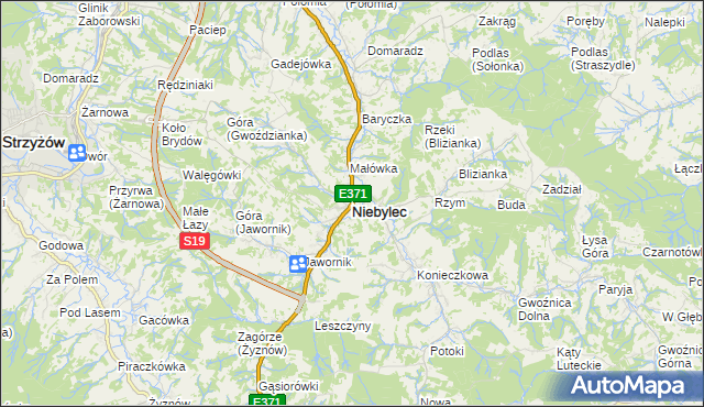 mapa Niebylec, Niebylec na mapie Targeo
