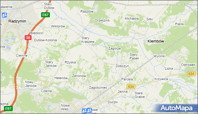 mapa Nowy Kraszew, Nowy Kraszew na mapie Targeo