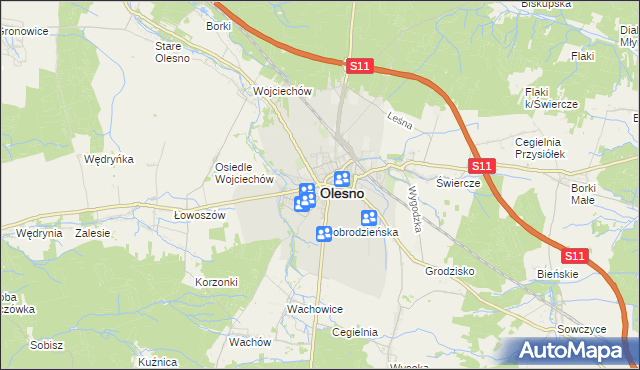 mapa Olesno, Olesno na mapie Targeo