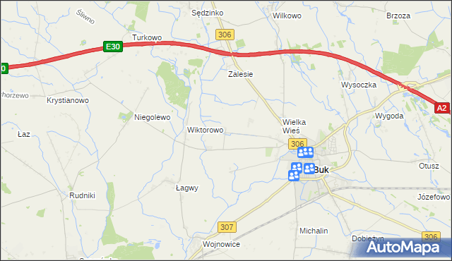 mapa Pawłówko gmina Buk, Pawłówko gmina Buk na mapie Targeo