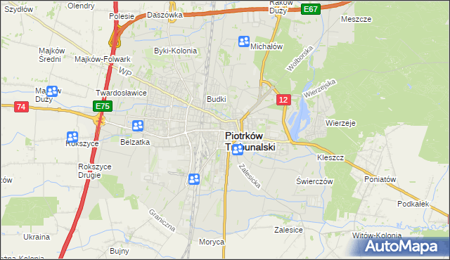 mapa Piotrków Trybunalski, Piotrków Trybunalski na mapie Targeo