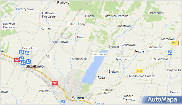 mapa Piotrowice gmina Słupca, Piotrowice gmina Słupca na mapie Targeo