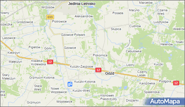 mapa Piskornica, Piskornica na mapie Targeo