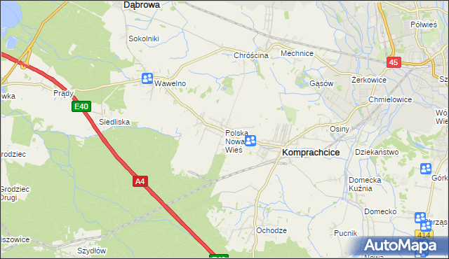 mapa Polska Nowa Wieś, Polska Nowa Wieś na mapie Targeo
