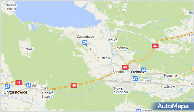 mapa Pustków gmina Ozimek, Pustków gmina Ozimek na mapie Targeo