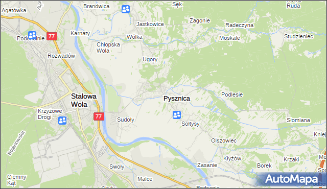 mapa Pysznica, Pysznica na mapie Targeo