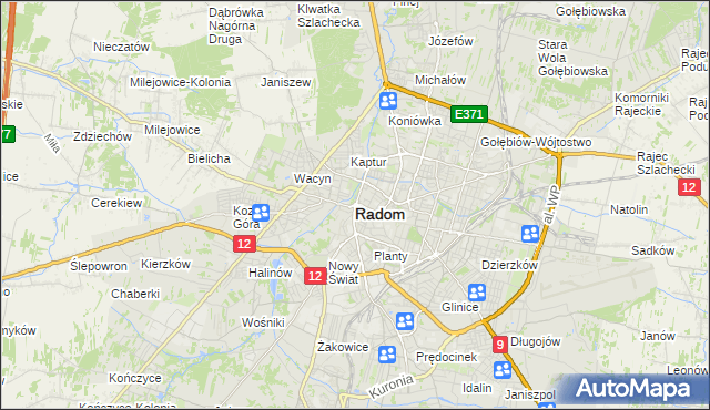mapa Radomia, Radom na mapie Targeo
