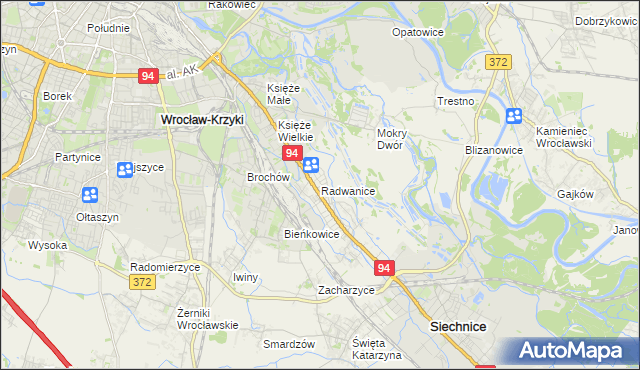 mapa Radwanice gmina Siechnice, Radwanice gmina Siechnice na mapie Targeo