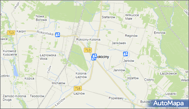 mapa Rokiciny powiat tomaszowski, Rokiciny powiat tomaszowski na mapie Targeo