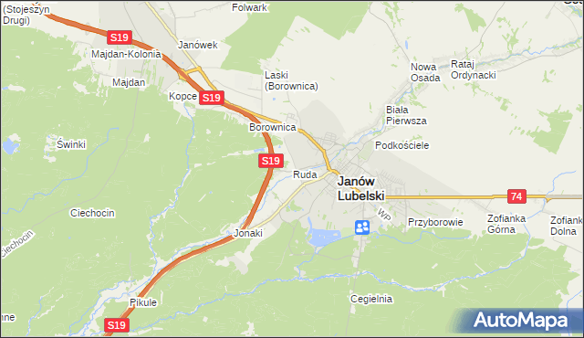 mapa Ruda gmina Janów Lubelski, Ruda gmina Janów Lubelski na mapie Targeo