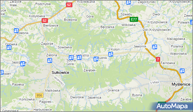 mapa Rudnik gmina Sułkowice, Rudnik gmina Sułkowice na mapie Targeo