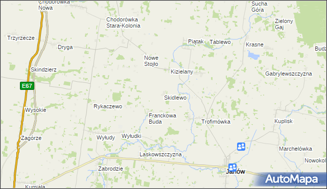 mapa Skidlewo, Skidlewo na mapie Targeo