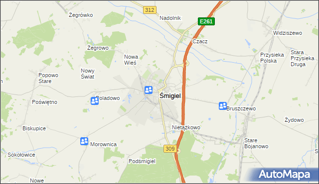 mapa Śmigiel, Śmigiel na mapie Targeo