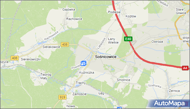 mapa Sośnicowice, Sośnicowice na mapie Targeo