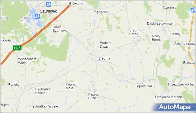 mapa Srebrna gmina Szumowo, Srebrna gmina Szumowo na mapie Targeo