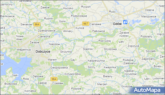 mapa Stadniki gmina Dobczyce, Stadniki gmina Dobczyce na mapie Targeo